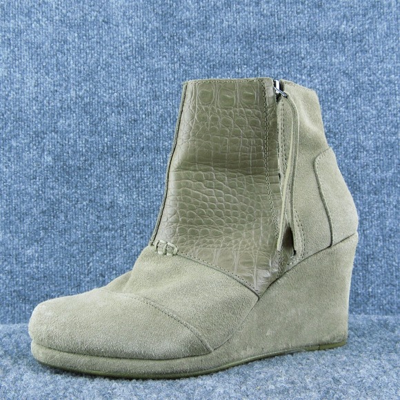 TOMS Women Ankle Boots Brown Suede Zip Size 8 Medium - Picture 1 of 9